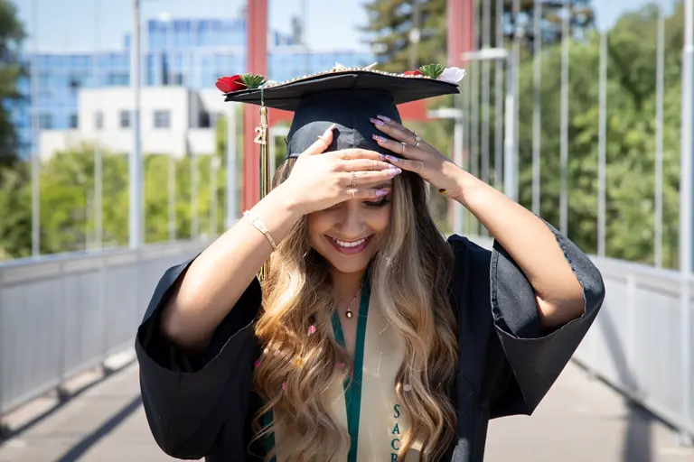 Young woman graduating college.